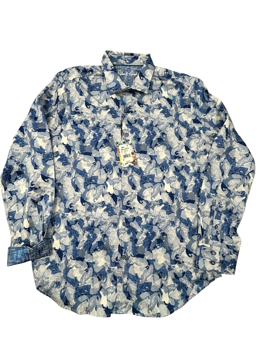 Robert Graham Baskerville Men’s Paisley Reptile Long Sleeve Shirt‎ NWT XL Blue